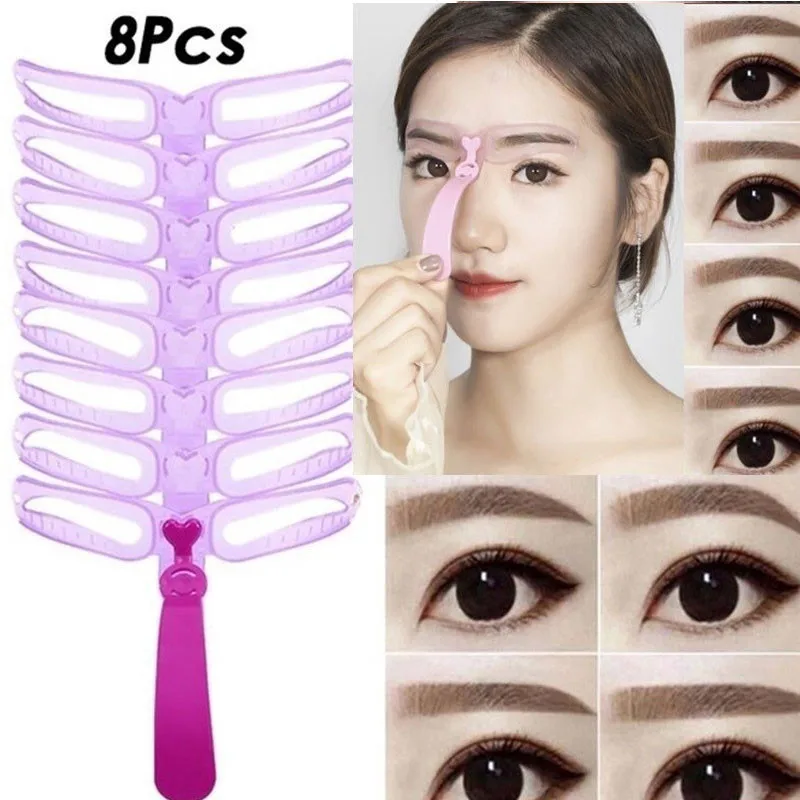 

8Pcs Eyebrow Card Eyebrow Shaping Template Thrush Artifact Mold Helps Quickly Draw The Ideal Eyebrow Shape Easy Makeup Tools