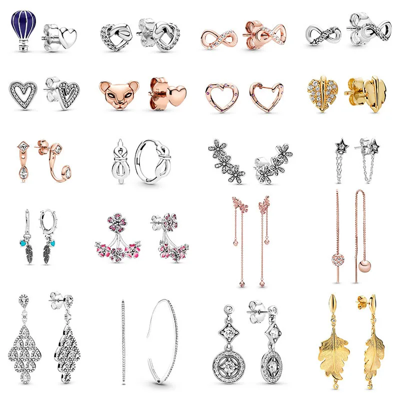 

High Quality 925 Sterling Silver Charm Fashion Earrings with Original Stenciled Wedding Party Evening Woman Jewelry Gift
