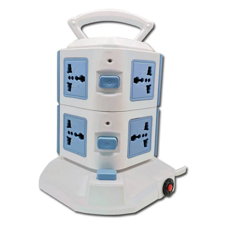 

EU UK US Plug Tower Power Strip Multi Universal Outlet 2 USB Port Independent Switch Overload Protection Network Filter 110-250V