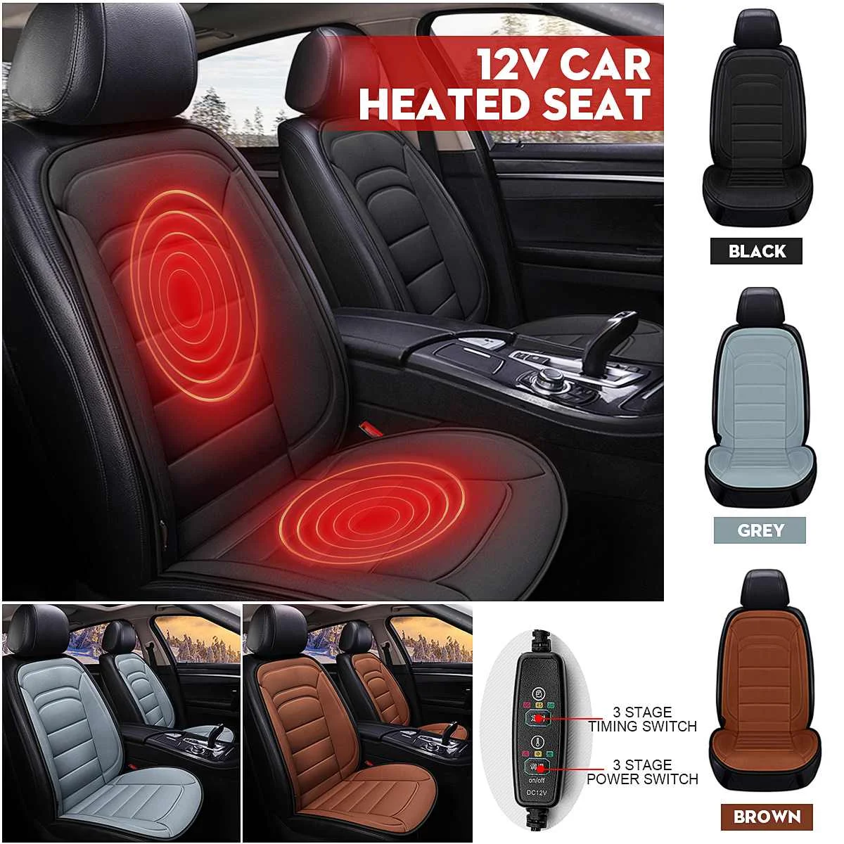12V Auto Car Seat Heated Cover Heat 