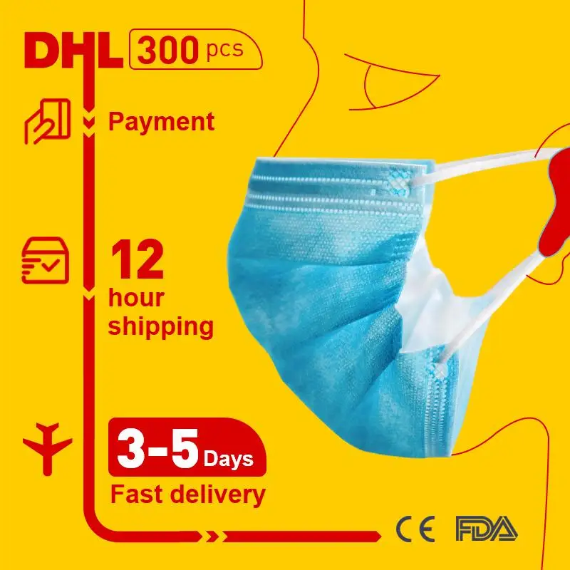 

DHL 300pcs Face Mask Anti-Pollution 3 Laye Protection Melt-Blown Face Mask Mouth Mask Non-Woven Masks Disposable Hygiene Mask