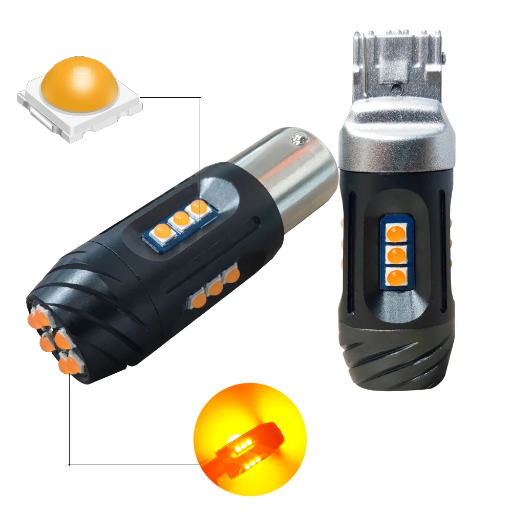 2 шт. 1156 светодиодный 7440 T20 Высокая мощность 28 Вт Янтарный BAU15S 7507 PY21W Canbus без ошибок светодиодный Сменные лампы для передних указателей поворота