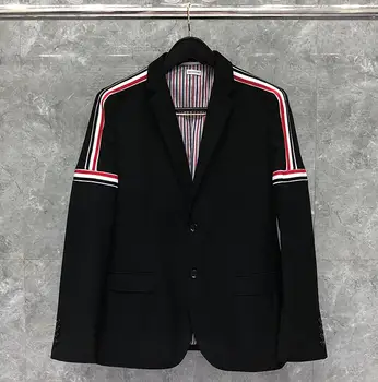 

2020 Fashion TB THOM Brand Formal Blazer Men British Casual Suit Men's Jacket Spring Single Breasted Shoulder Striped Wool Coat