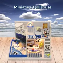 Морской стиль креативная комната кукольный дом мебель DIY Миниатюрный 3D деревянный ручной работы пылезащитный чехол игрушки для детей
