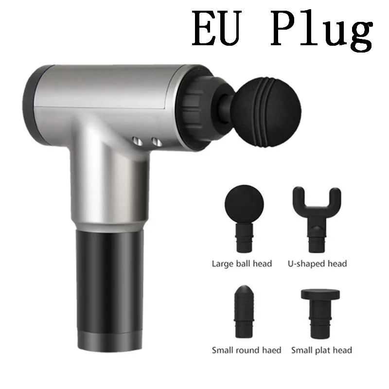 EU plug Grey Массаж мышц пистолет мышц Массажер боль в мышцах Управление после того, как для тренировок и упражнений расслабления тела для похудения и формирования облегчение боли - Цвет: EU plug Grey