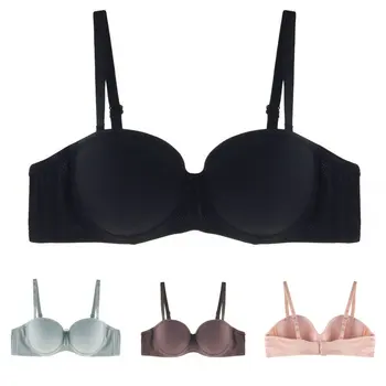 

Summer Breathable Bra Push High Bra Sexy Lady 1/2 Cup Steel Ring Smooth Solid Color Bra
