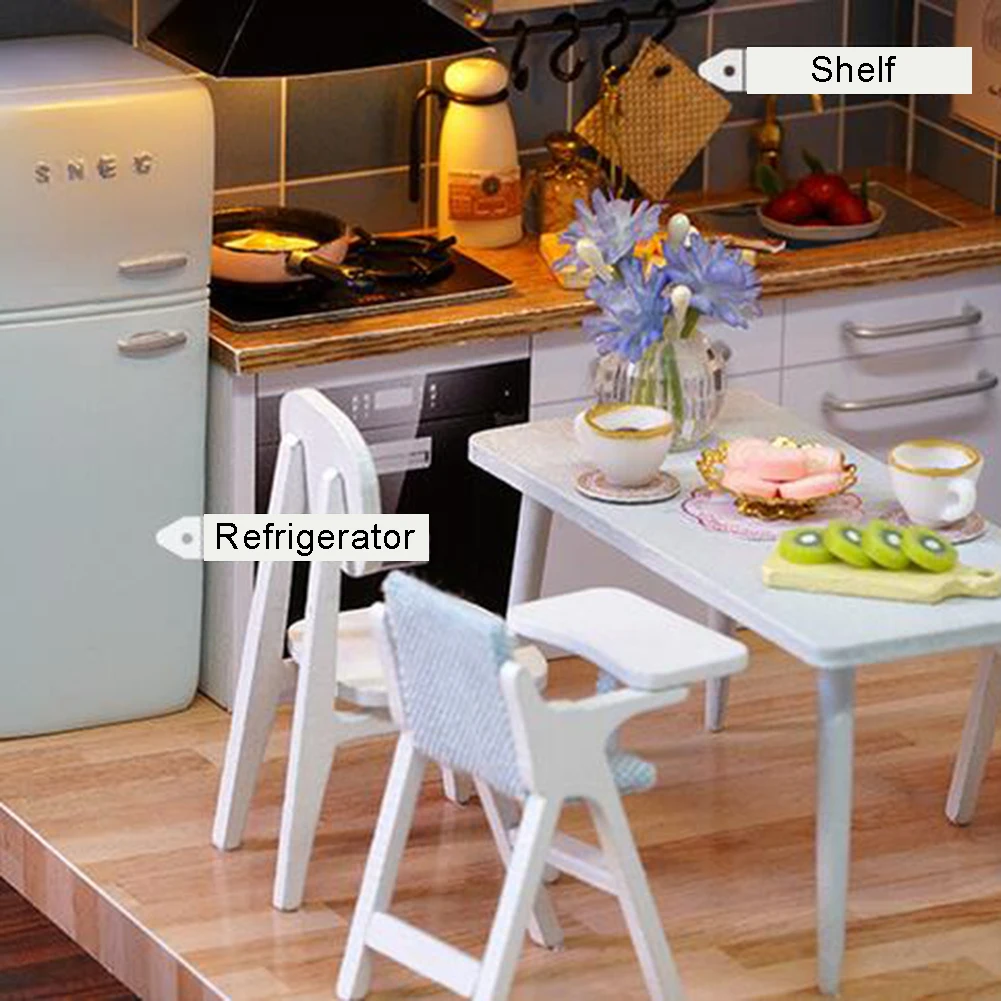 Светодиодный Миниатюрный Кукольный Дом DIY модель ручной работы ремесла Настольный Декор игрушка детский подарок мебель на день рождения рождественские украшения