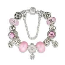 Модные ювелирные изделия браслеты, DIY браслет из сплава с бусинами, Розовый Кристалл бусины браслет подарок на день Святого Валентина