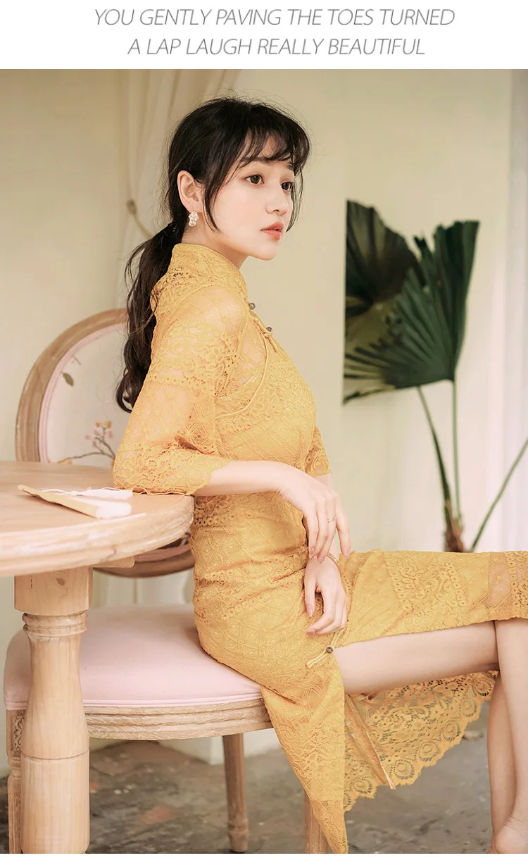 Кружевное платье Cheongsam китайские традиционные платья китайский год платье Qi Pao женское платье