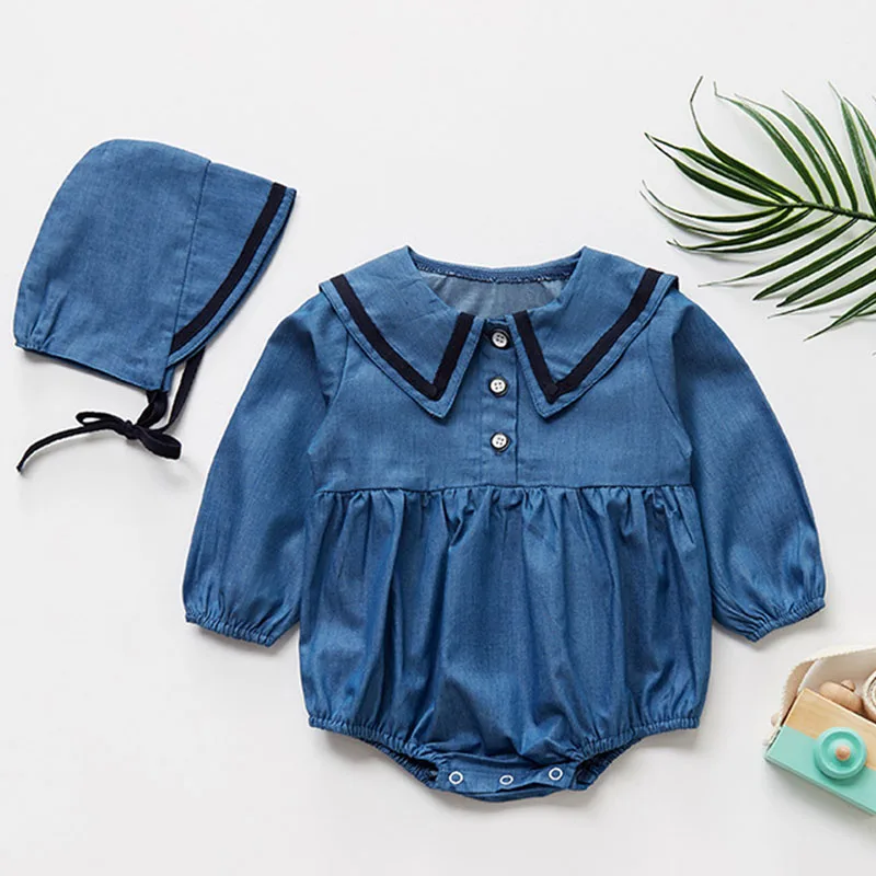 k2989 Blue Летняя новорожденная детская одежда тонкая ковбойские комбинезоны с длинными рукавами и комбинезон 0-3 лет старый комбинезон для младенцев мальчиков девочек - Цвет: k2989 Blue