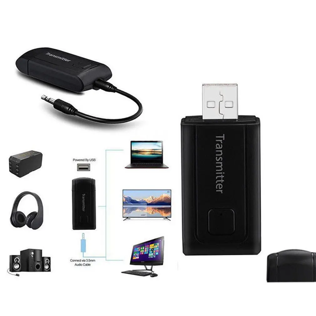 3,5 мм Интерфейс беспроводной Bluetooth передатчик приемник аудио стерео USB ключ для ТВ ПК компьютерный динамик