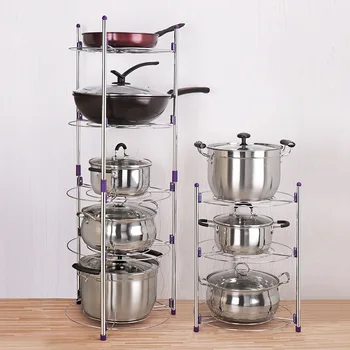 

[] Kitchen Pot Rack Three Or Five Multi-storey Kitchen Luggage Carrier To Ground More Function Accept Put Pot Rack