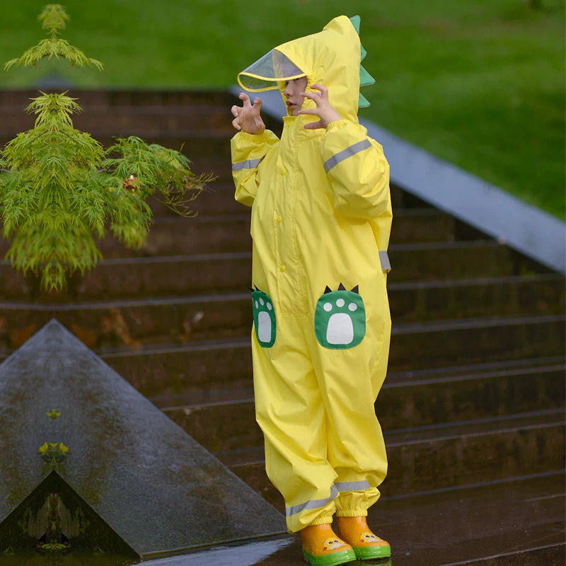 80-145cm Boys Girls Raincoat for Children Waterproof Rain Coat Jumpsuit Students Raingear Kids Poncho