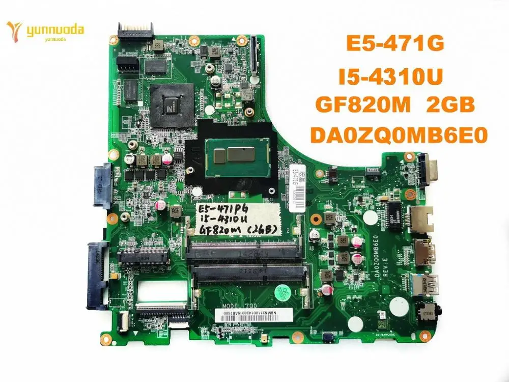 Для ACER E5-471G Материнская плата ноутбука E5-471G I5-4301U GF820M 2 Гб DA0ZQ0MB6E0 испытанное хорошее