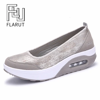 Air Cushion Wedge Platform Shoes Women Slimming Toning Shoes Slip On Canvas Sneakers Outdoor Gym