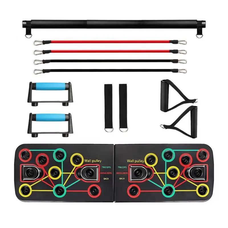 Push up bar push up stand Foldable 160lbs Rubber Bands Deep Squat Bar ABS Push Up Stands Board Frames Rack Chest Arm Home Gym Muscle Strength Exercise