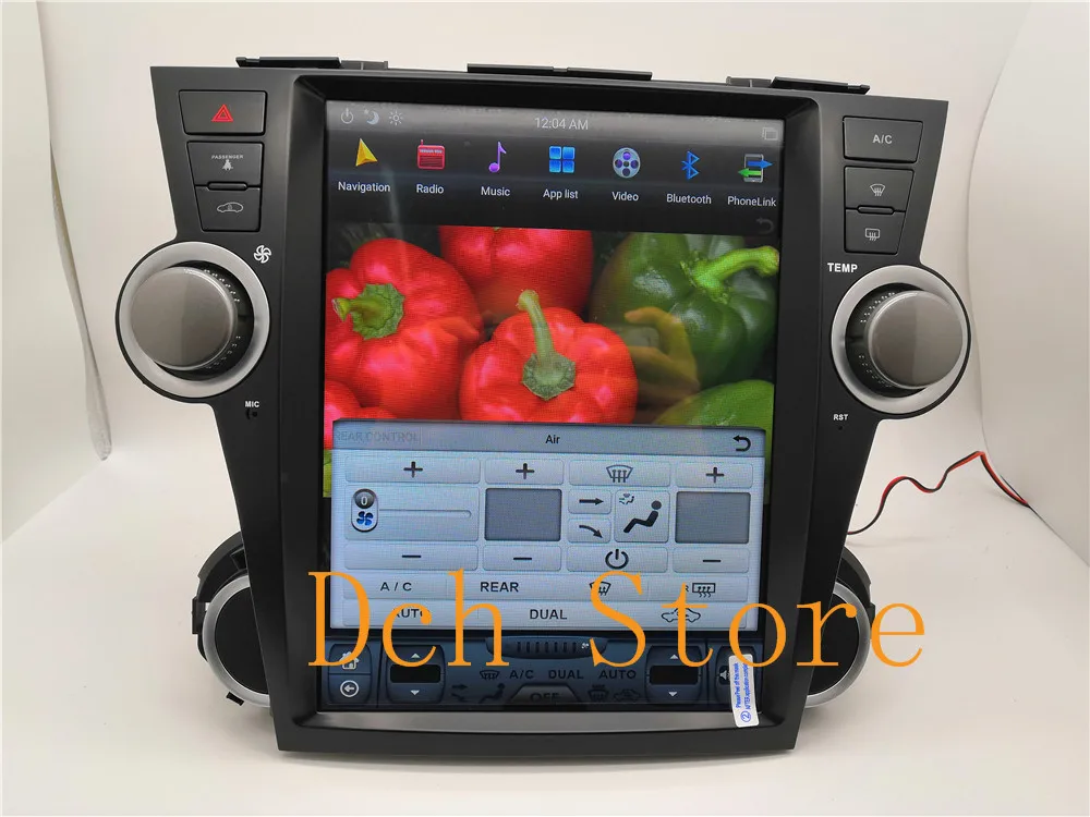 

12.1'' tesla style Android 8.1 Car DVD player GPS for Toyota Highlander 2008 -2014 navigation 4G RAM PX6 CARPLAY RADIO NAVI AUTO