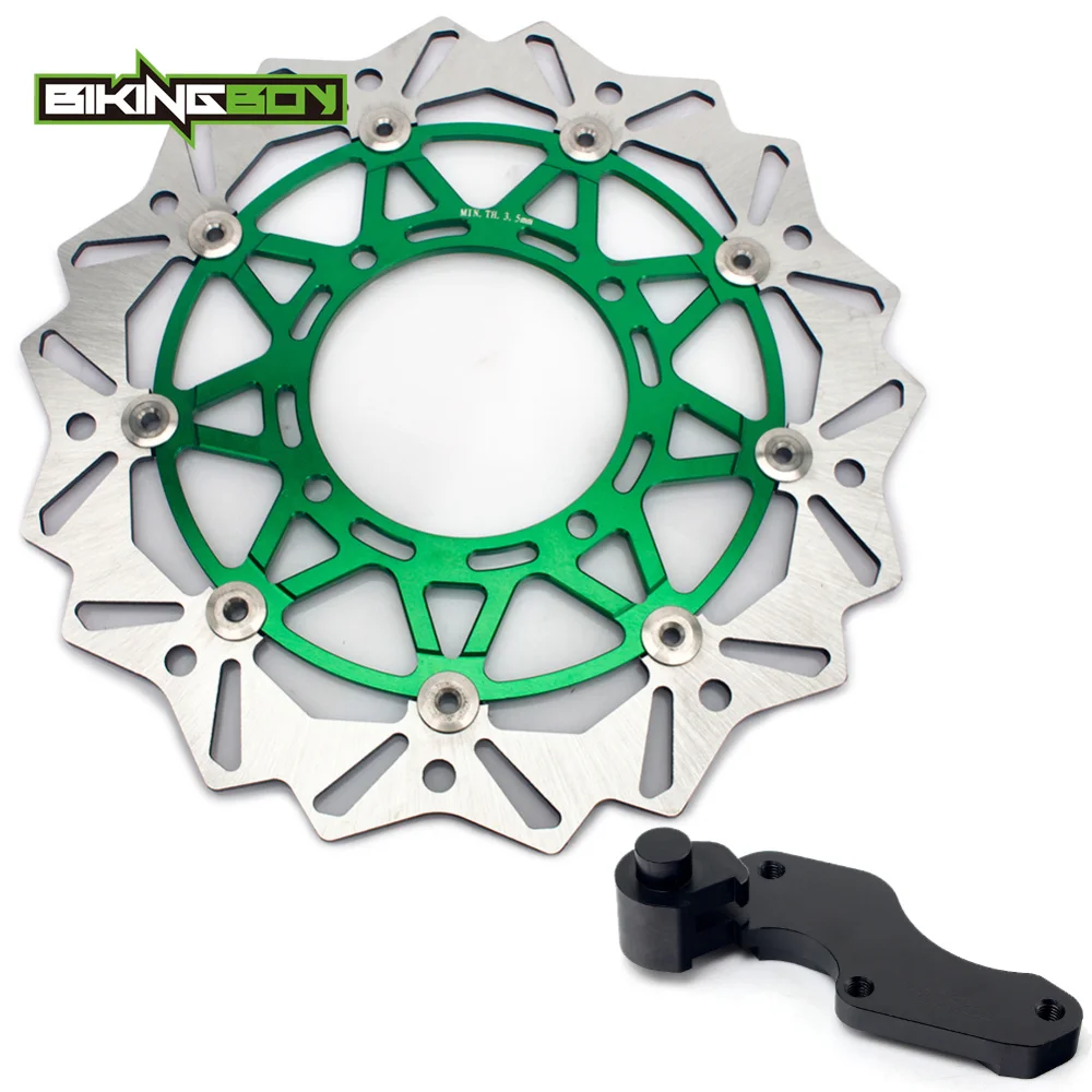 BIKINGBOY 320 мм передние тормозные диски роторы, Brakcet для Kawasaki KX 125 250 2006-2008 KX 250 450 F 2006- KLX 450 R 07-12 - Цвет: Green Black