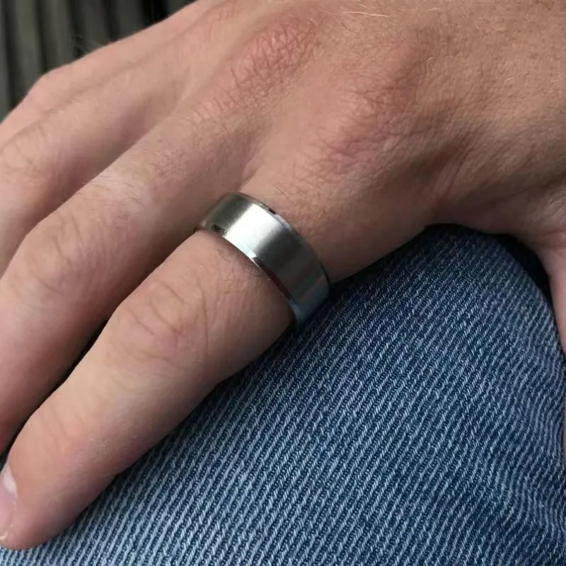 Men-Rings-Width Jewelry Gift Stainless-Steel Matte Trendy Simple Three-Color 8MM