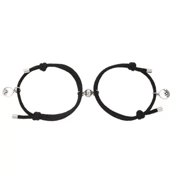 

2020 Fashion 2pcs/set Paired Bracelet For Lovers Creative Magnet Distance Couple Braslet For Girl Boy Braided String