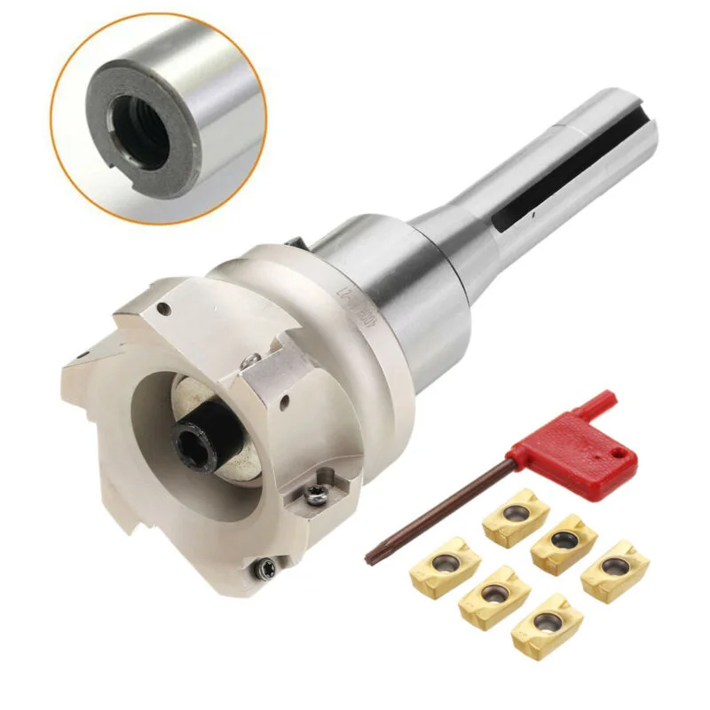 

400R 80mm Face End Mill CNC +R8 FMB27 Tool Holder + 6pcs APMT1604 Carbide For Milling Most Materials Multi Tools