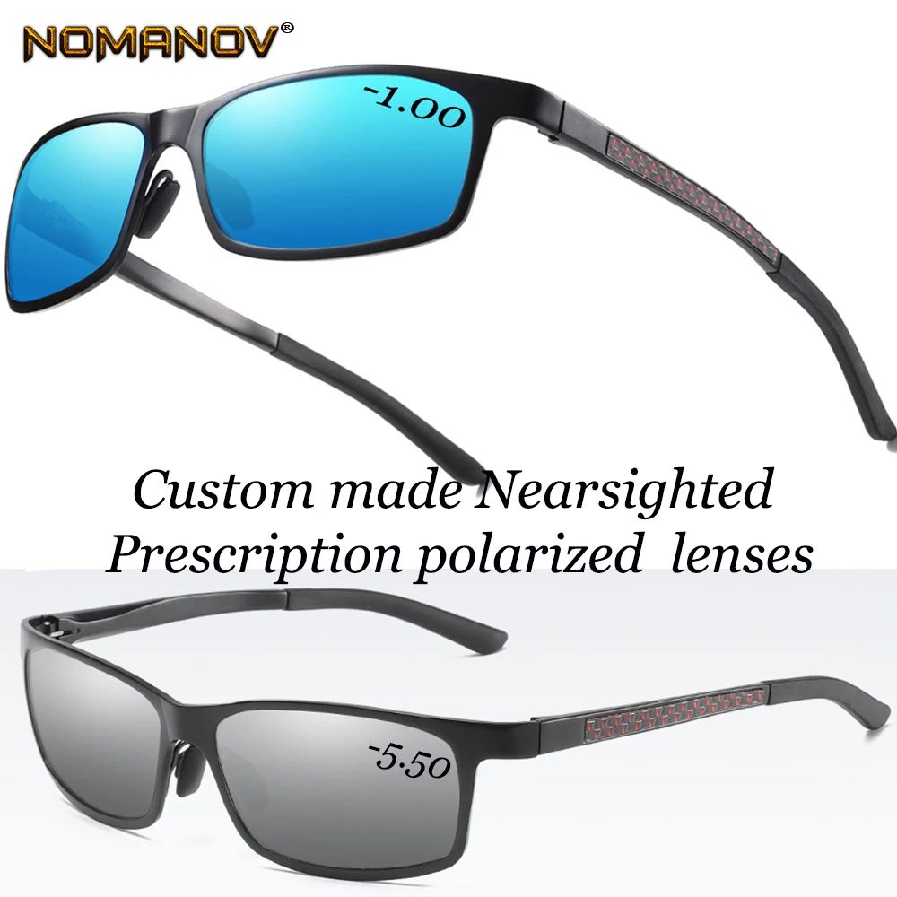 

AL-MG Alloy Shield Men Women Sun Glasses Polarized Mirror Sunglasses Custom Made Myopia Minus Prescription Lens -1 to -6