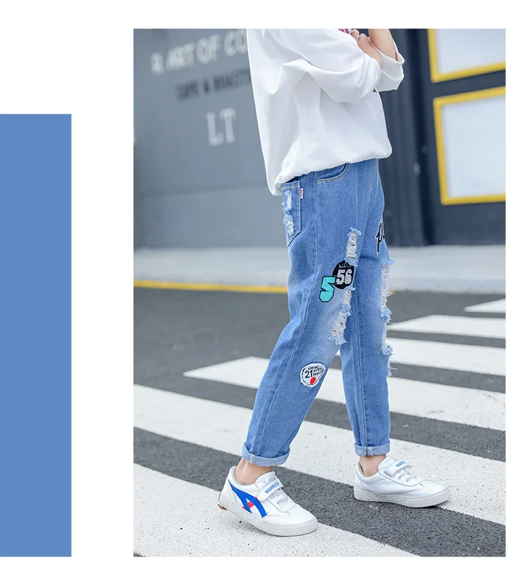 20370 BOY'S Pants New Style Autumn Korean-style Middle And Large CHILDREN'S Trousers Children Embroidery Jeans Pants Trouse