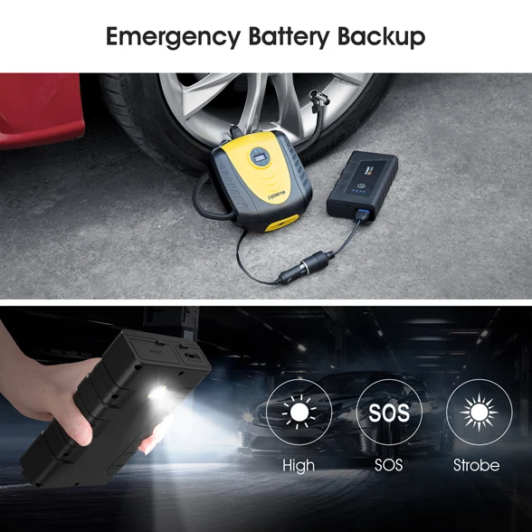Suaoki U8 1000A Peak Jump Starter Pack Portable Power Bank QC 3.0 Type-C Output LED Light Smart Battery Clamps For 12V Car Boat