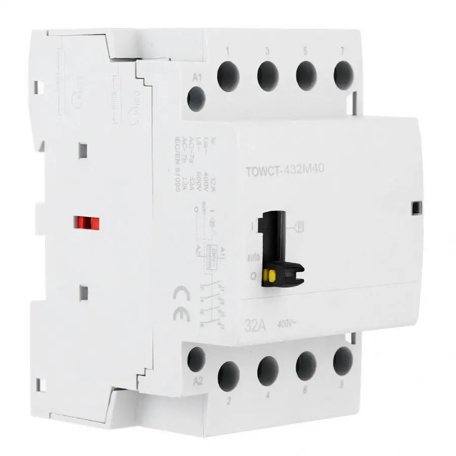 4P 32A 230/240V 50/60HZ AC контактор для дома с ручным переключением din-рейка 35 мм 4NO IP40