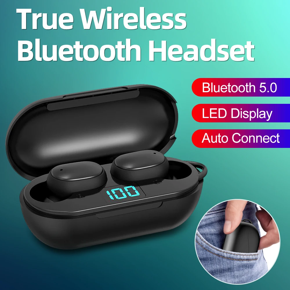 Размер Беспроводной стерео наушники Bluetooth 5 0 светодиодный Дисплей Шум