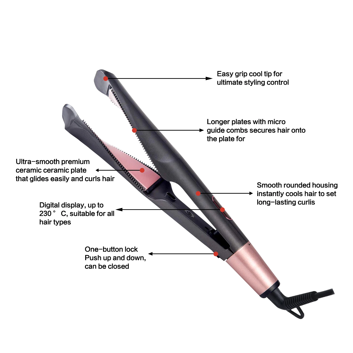 E Curling Com LCD Para Hair Styling