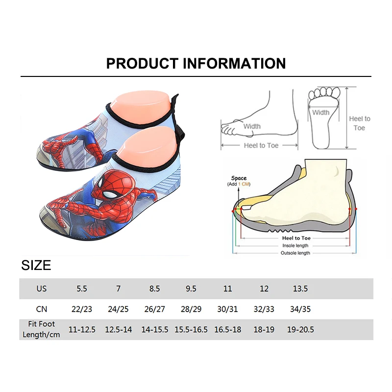 Летние детские тапочки с рисунком Человека-паука; пляжная обувь для детей; водонепроницаемые Нескользящие мягкие тапочки для мальчиков; носки для плавания для девочек; цвет морской волны