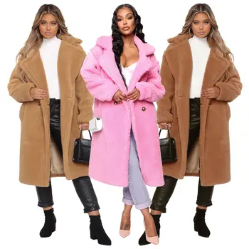 

2019 European and American sexy fashion thickened coat women's suit collar coat