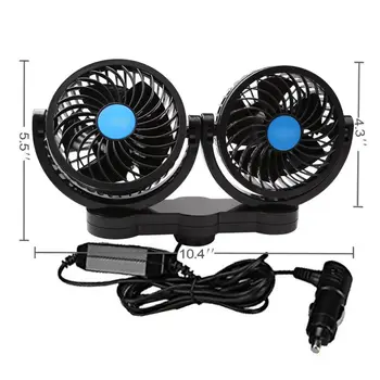 

New Dual Head Mini 12v Car Seat Clip Cooling Fan 360 Rotating Air Cooler Exhaust Heat Sink Fans