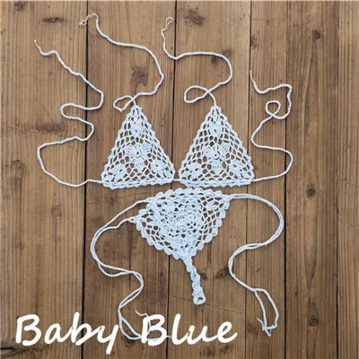 baby blue Ручной работы крючком сексуальные стринги крючком кружева белье невесты Бохо фестиваль стринги хлопок - Цвет: baby blue
