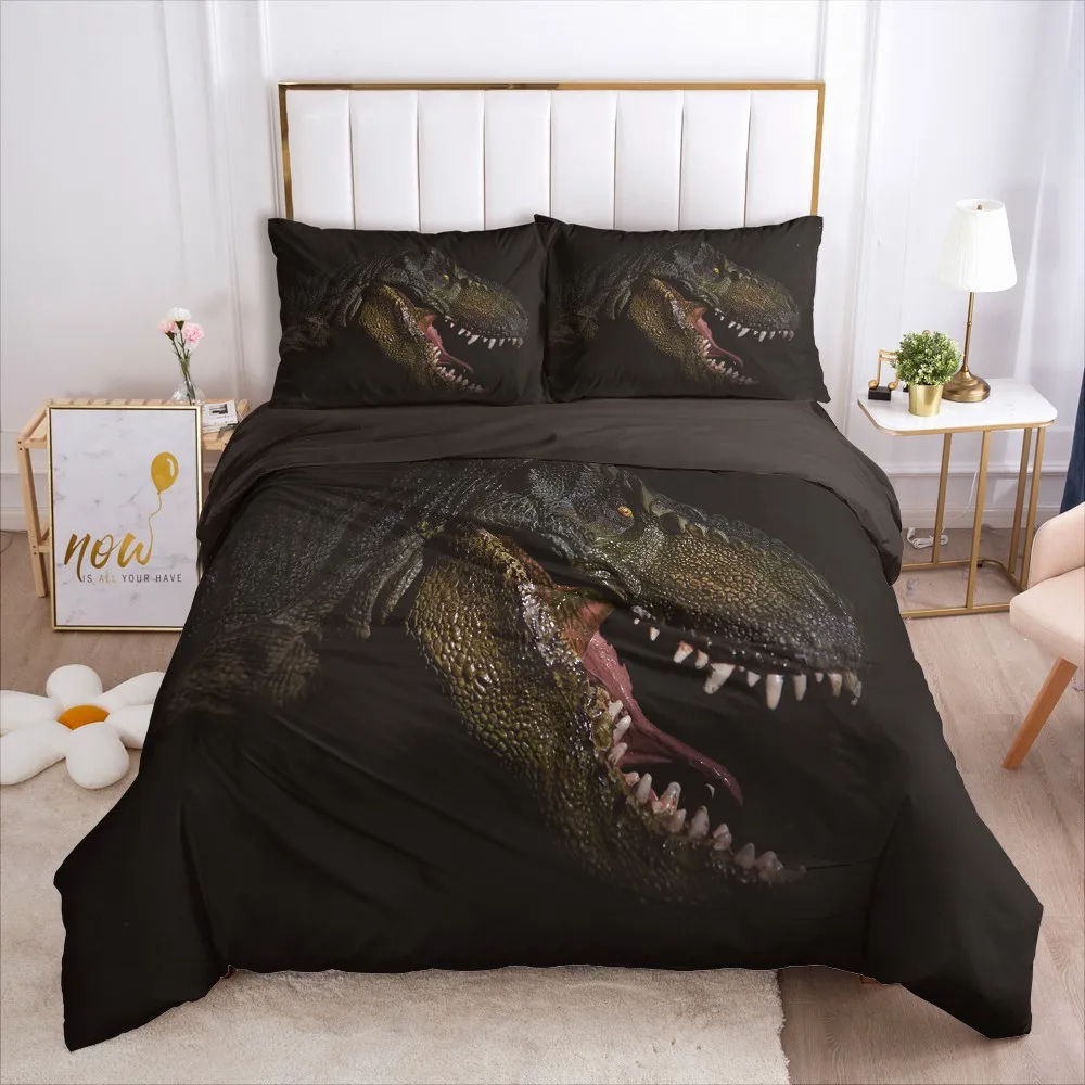 Classic Duvet Cover Set Quilt/Blanket Cases/Comforter Pillow case 3D Dinosaur Full Double size Bed Linen | Дом и сад