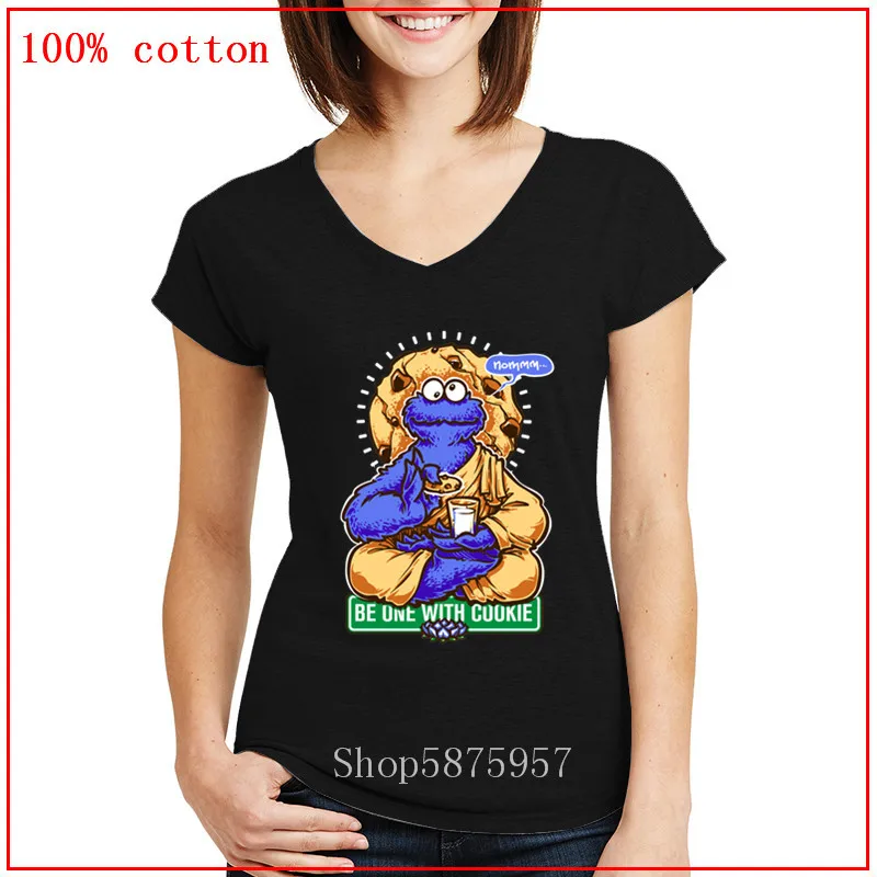 Женская Футболка One With Cookie Zen Cookies Monster белая Повседневная футболка с рисунком