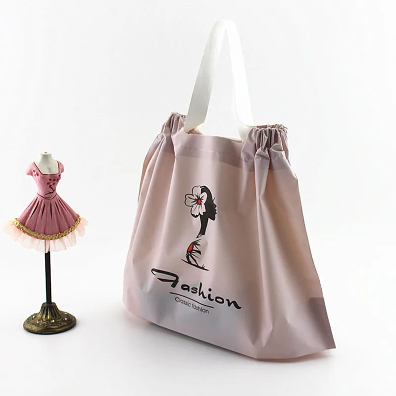 

48 Pcs/Lot Plastic Packaging Bag with Handle Plastic Drawstring Bag For Clothes Underwear Gift Toys Makeup Plastic Shopping Bags
