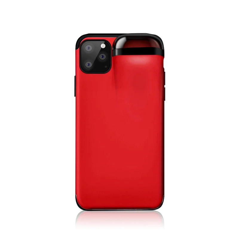 red case Чехол FONKEN 2в1 для Iphone 11 11Pro Max защитный чехол с коробкой для хранения для AIrpods 1 2 держатель чехол для наушников Capa De Telefone - Цвет: red case