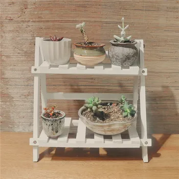 

New 2Tier BambooWooden Plant Flower Floor Stand Shelves Rack Plant Flower Display Stand Shelf Storage Rack Outdoor Holder Garden