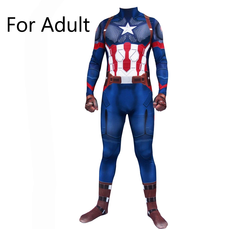 Adult Costume Костюм Капитана Америки, костюм Стива для косплея, костюм Роджерс с цифровой печатью, Zentai, Комбинезоны для взрослых и детей - Цвет: Adult Costume