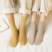 Осенние и зимние хлопковые простые однотонные носки для пары, мужские и женские хлопковые носки, носки на день