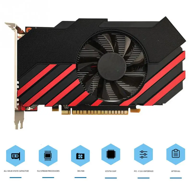 GTX750 2GB GDDR5 графическая карта GTX 750 2G DDR5 Видеокарта PCI E 16X Express HDMI VGA поддержка 4K| |