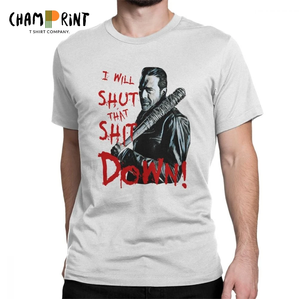 Negan The Walking Dead Men's T Shirts Vintage Tee Shirt Short Sleeve Crewneck T-Shirt 100% Cotton Gift Idea Clothes |