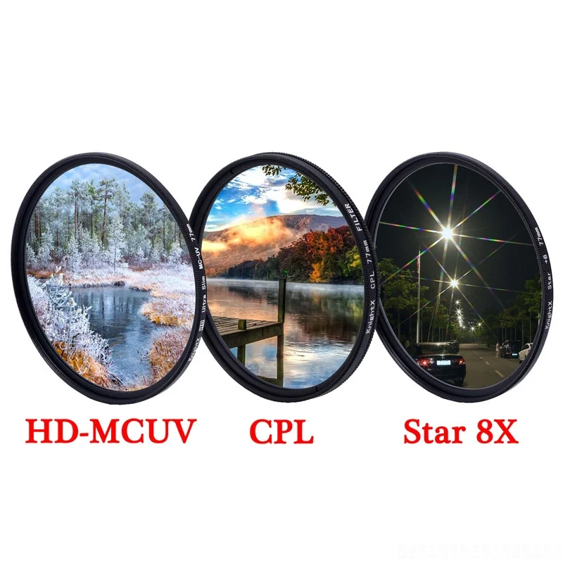 Фильтр для объектива KnightX UV CPL ND Star line 4 6 8 поляризатор макросъемки dslr canon nikon d5300 d3300