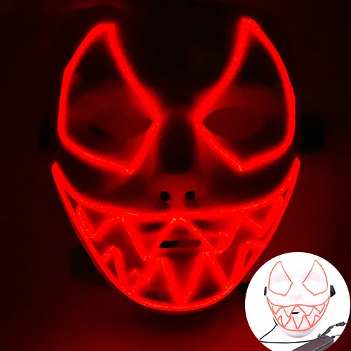 Sawtooth smiley red Хэллоуин светящаяся маска ужаса светодиодный Смешные флэш EL вечерние маска холодный свет вечерние маска Страшные маски для вечеринки в честь празднования Хеллоуина мяч - Цвет: Sawtooth smiley red