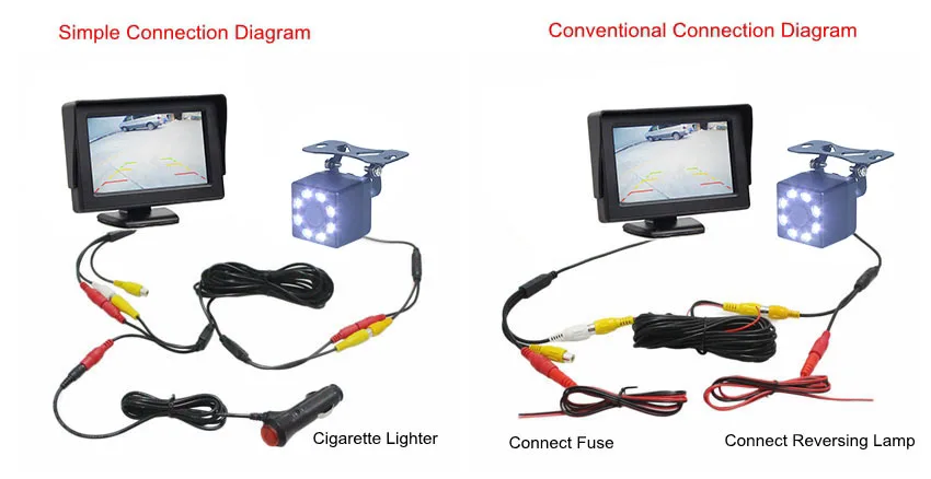DIYKIT проводной 4," TFT ЖК-дисплей запасной автомобильный монитор HD 8 x светодиодный автомобильный комплект с камерой заднего вида комплект системы помощи при парковке