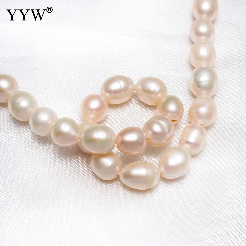 Pink 10-11mm Cultured Potato Freshwater Pearl Beads Loose Pearls Jewelry Findings Bead For Making Necklace Bracelet 1.5mm 15inch