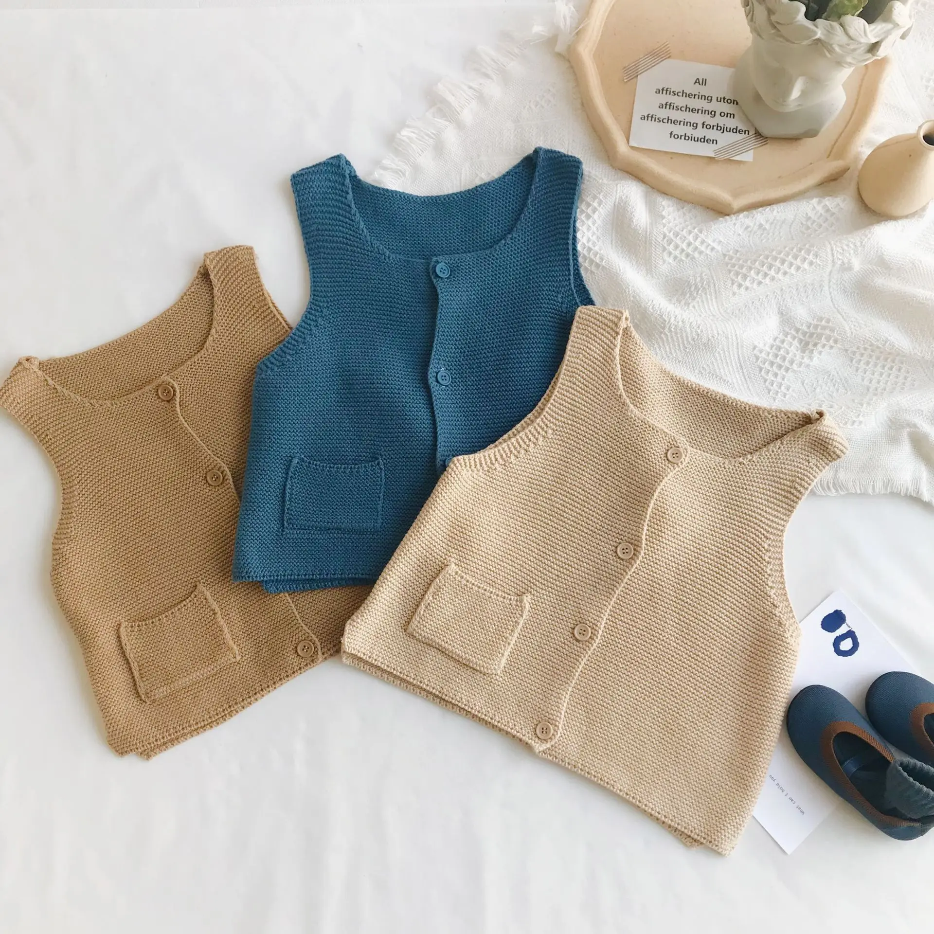 

2 3 4 5 6 Years Baby Boys and Girls Cardigan Coats Kids Knitting Waistcoat Toddler Outwear Clothes Boys Sleeveless Vests Coats