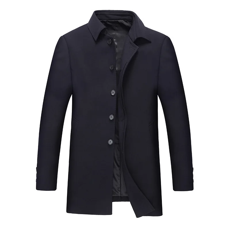 

Windbreaker Male Medium Length Money Plus Fat Plus Size Fat Man Loose Autumn Business Leisure Lapel Solid Color Free Hot Coat
